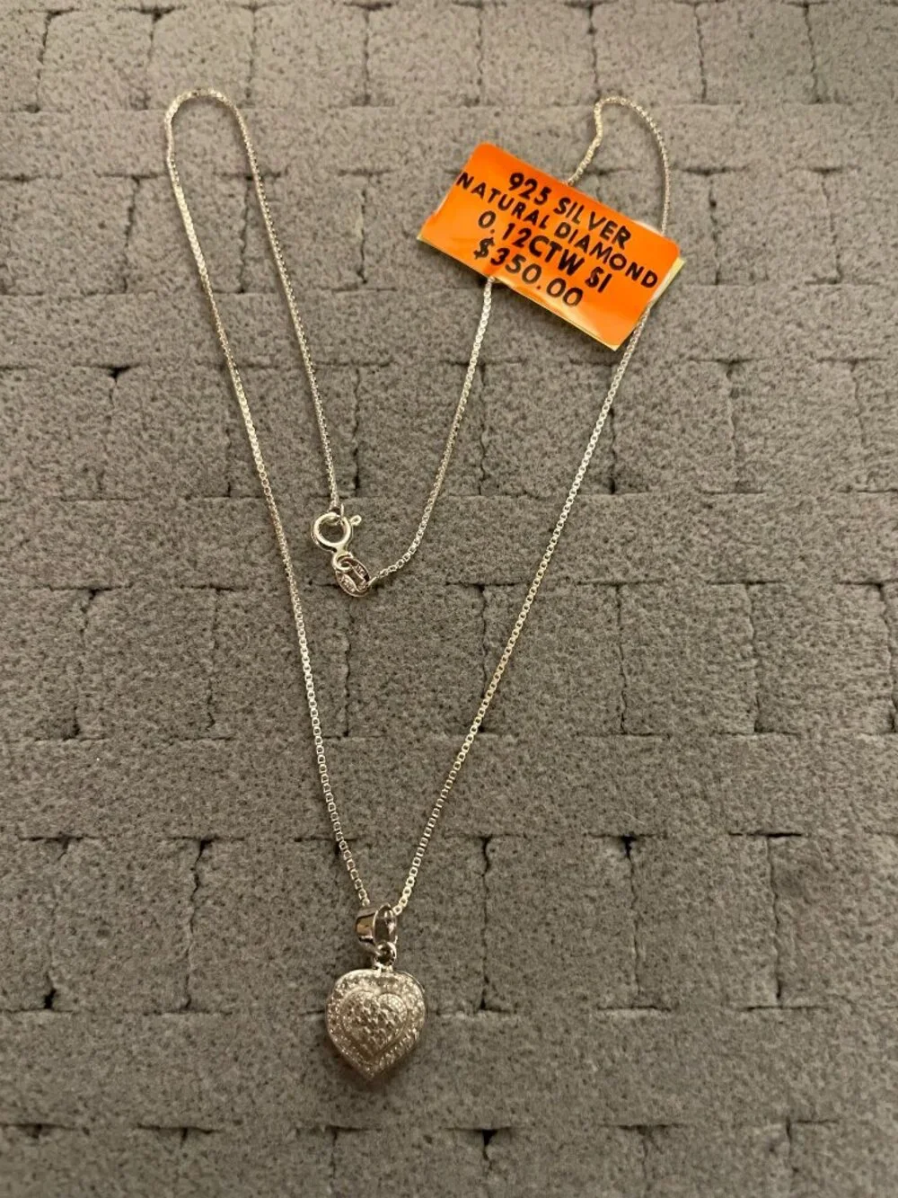 NWT Sterling Silver Heart Necklace 925 16